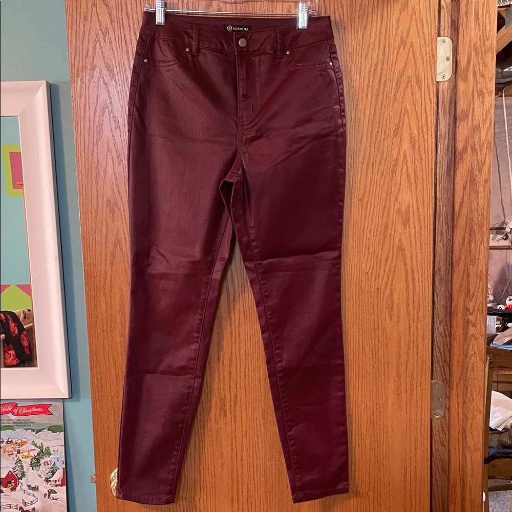 Versona Burgundy leather look skinny Pants